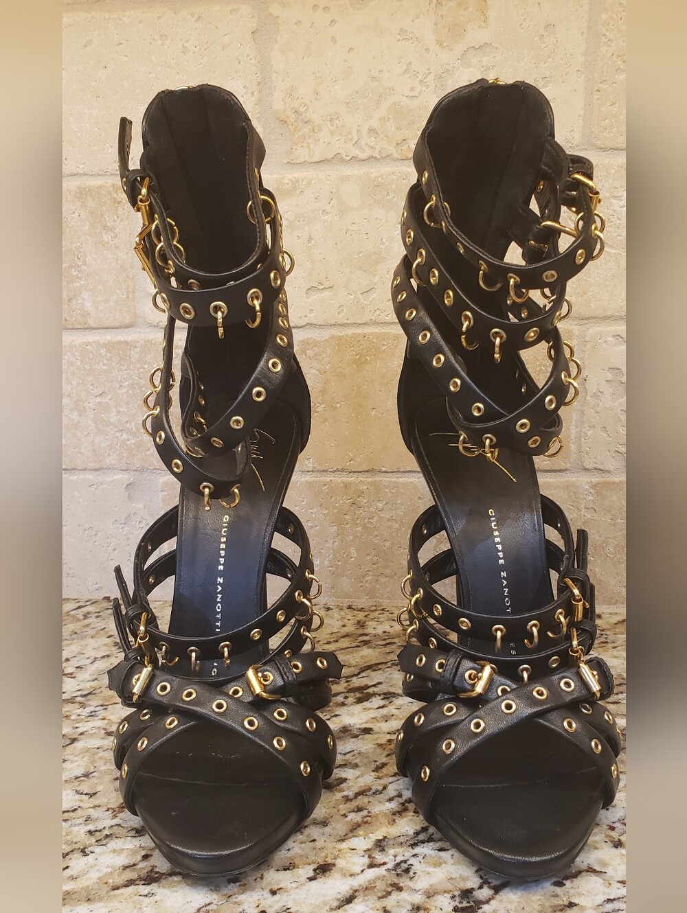 Giuseppe Zanotti Black Leather Piercing Cage Stiletto 37/7 - Picture 3 of 10